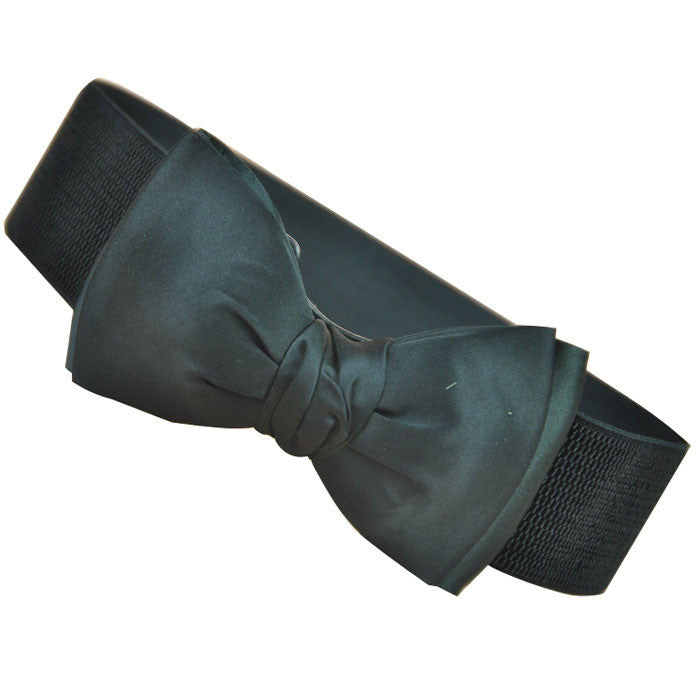 Fashion Women Bowknot Elastic Wide Stretch Buckle Waistband Waist Belt ping J4U66
