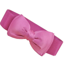 Fashion Women Bowknot Elastic Wide Stretch Buckle Waistband Waist Belt ping J4U66