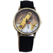 Fashion Men Wome Denim Leather Strap Airplane Analog Quartz Wristwatch  J4U66