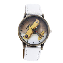 Fashion Men Wome Denim Leather Strap Airplane Analog Quartz Wristwatch  J4U66