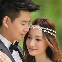 Women Lady Girls Metal Silver Rhinestone Flower Leaf Hair Band Elastic Headbandping J4U66