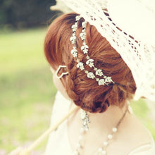 Women Lady Girls Metal Silver Rhinestone Flower Leaf Hair Band Elastic Headbandping J4U66