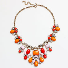 Women Sweet Bohemian Elegant Bib Statement Choker Necklace & Pendants Orange Red Patchwork  J4U66