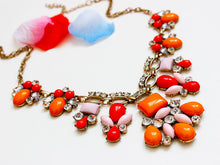 Women Sweet Bohemian Elegant Bib Statement Choker Necklace & Pendants Orange Red Patchwork  J4U66