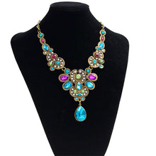 Womens Bib Beaded Choker Collar Necklace Multicolor Crystal Waterdrop Statement Chain Pendant  J4U66