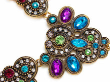 Womens Bib Beaded Choker Collar Necklace Multicolor Crystal Waterdrop Statement Chain Pendant  J4U66