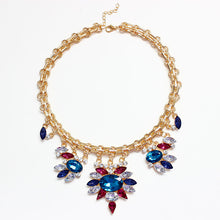 Womens Fashion Retro Flower Crystal Resin Choker Collar Statement Necklace Gold Silver  J4U66