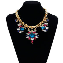 Womens Fashion Retro Flower Crystal Resin Choker Collar Statement Necklace Gold Silver  J4U66