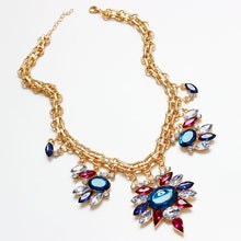 Womens Fashion Retro Flower Crystal Resin Choker Collar Statement Necklace Gold Silver  J4U66