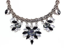 Womens Fashion Retro Flower Crystal Resin Choker Collar Statement Necklace Gold Silver  J4U66