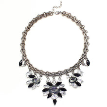 Womens Fashion Retro Flower Crystal Resin Choker Collar Statement Necklace Gold Silver  J4U66