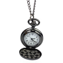 Vintage Black Roman-Numerals Stainless Steel Quartz Pocket Watch ping J4U66