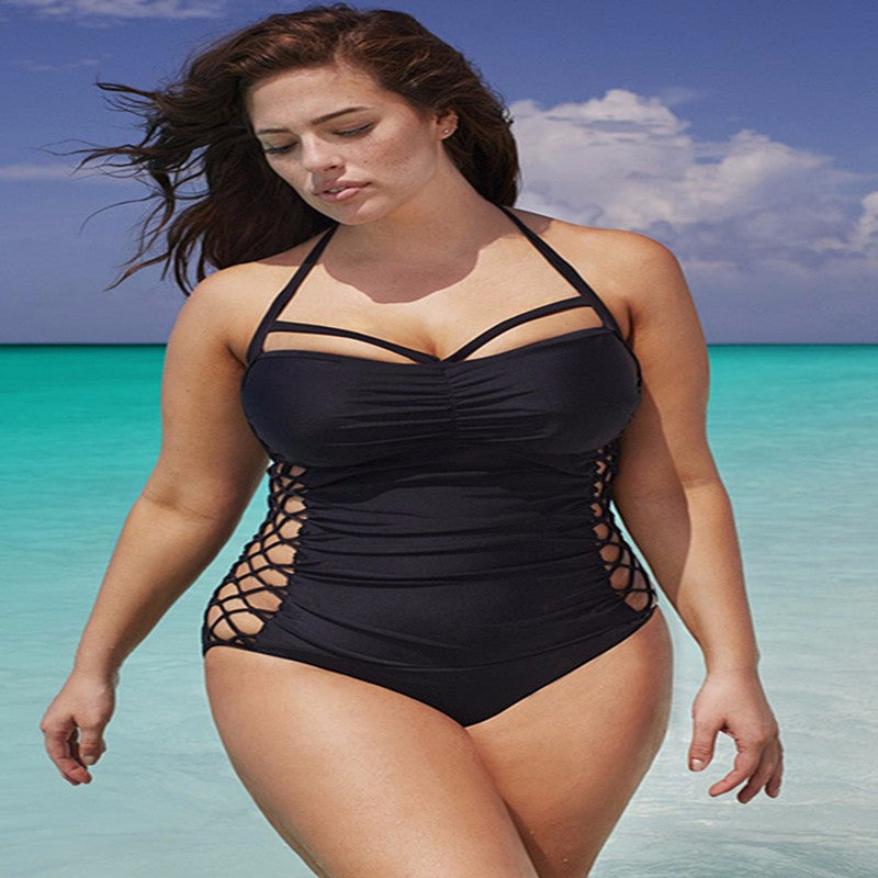 sexy connected elastic bikini set for girls one pieces patchwork swimwearc32 J4U66