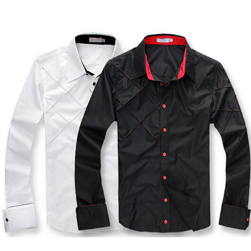 shirt Men Fashion Mens Casual Button Down Slim Fit Long Sleeve Formal Dress Shirts Men's Camisetas Shirt J4U66