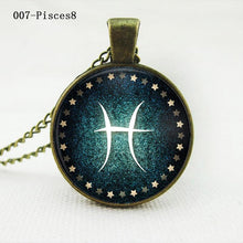 statement chain choker necklace Vintage women jewelry Zodiac Pendant Necklace glass cabochon bronze necklace J4U66