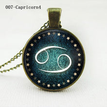 statement chain choker necklace Vintage women jewelry Zodiac Pendant Necklace glass cabochon bronze necklace J4U66