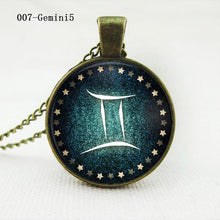 statement chain choker necklace Vintage women jewelry Zodiac Pendant Necklace glass cabochon bronze necklace J4U66