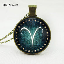 statement chain choker necklace Vintage women jewelry Zodiac Pendant Necklace glass cabochon bronze necklace J4U66