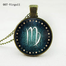 statement chain choker necklace Vintage women jewelry Zodiac Pendant Necklace glass cabochon bronze necklace J4U66