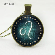 statement chain choker necklace Vintage women jewelry Zodiac Pendant Necklace glass cabochon bronze necklace J4U66