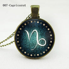 statement chain choker necklace Vintage women jewelry Zodiac Pendant Necklace glass cabochon bronze necklace J4U66