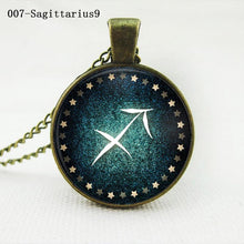 statement chain choker necklace Vintage women jewelry Zodiac Pendant Necklace glass cabochon bronze necklace J4U66