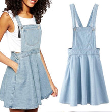Womens Elegant pocket strap Denim Dress sleeveless casual Overalls dresses vestidos femininos J4U66