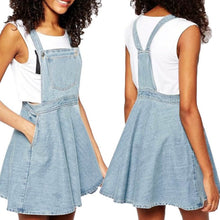 Womens Elegant pocket strap Denim Dress sleeveless casual Overalls dresses vestidos femininos J4U66