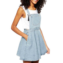 Womens Elegant pocket strap Denim Dress sleeveless casual Overalls dresses vestidos femininos J4U66