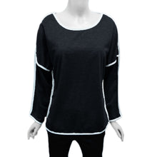 t-shirtss women t-shirts batwing long sleeve contrast line o neck loose top casual camisetas mujer J4U66