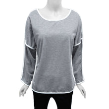 t-shirtss women t-shirts batwing long sleeve contrast line o neck loose top casual camisetas mujer J4U66