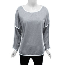 t-shirtss women t-shirts batwing long sleeve contrast line o neck loose top casual camisetas mujer J4U66