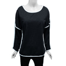 t-shirtss women t-shirts batwing long sleeve contrast line o neck loose top casual camisetas mujer J4U66