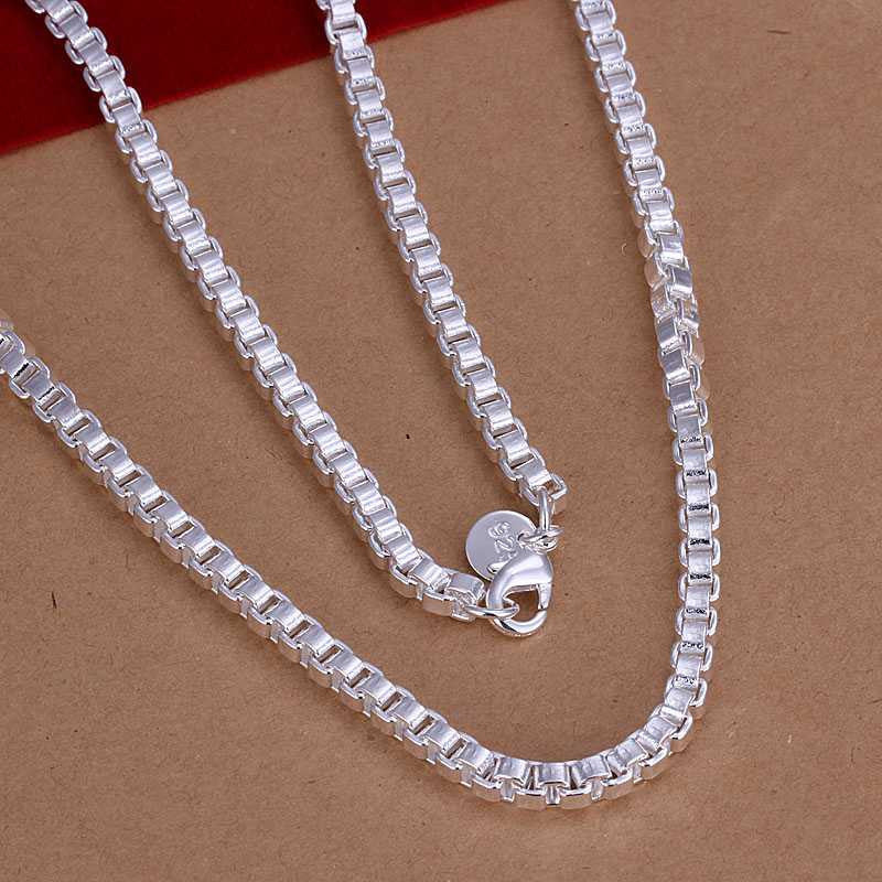 silver plated chain 4mm 20inch box chain necklaces pendants for women men jewelry smtn01 J4U66