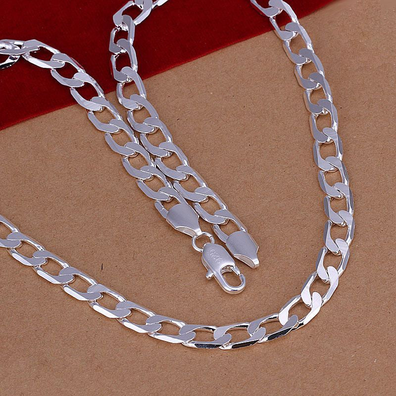 silver plated chain m 20inch flat sideways necklaces pendants for women men jewelry smtn034 J4U66