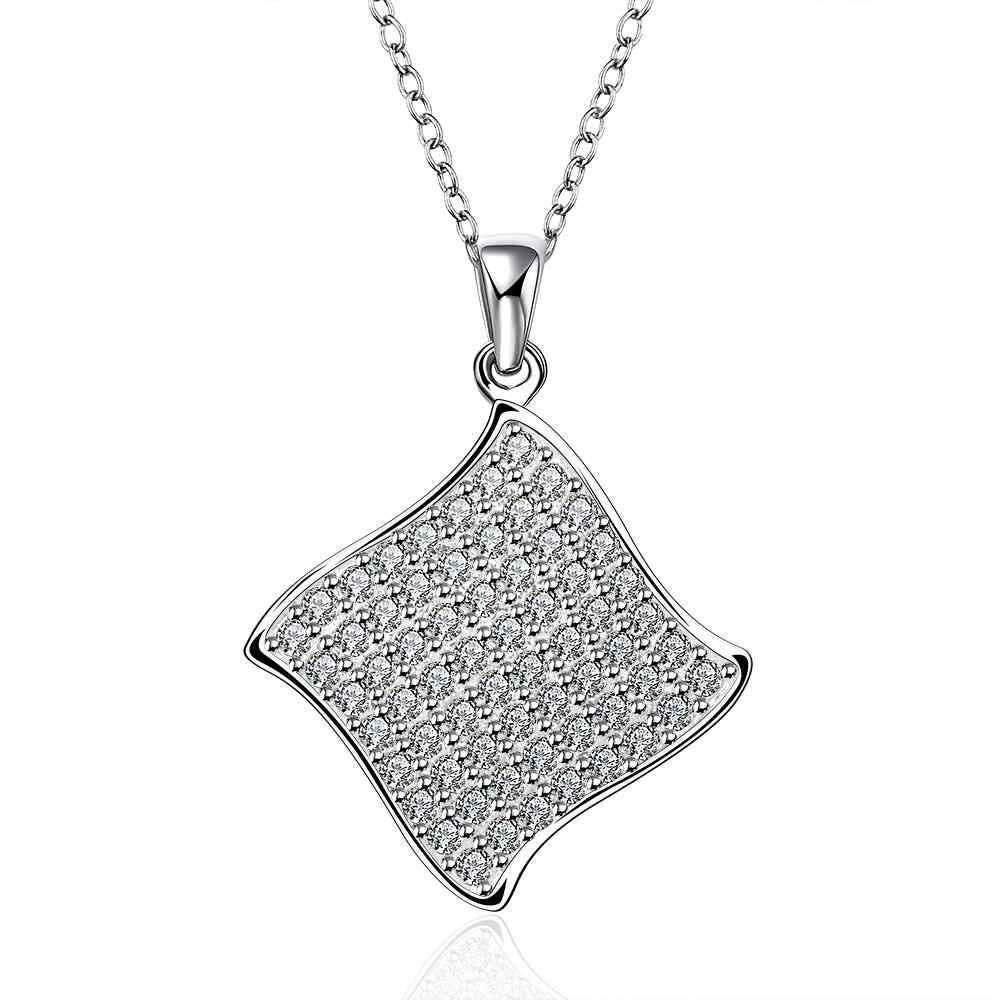 silver plated chain a square necklaces pendants for women men jewelry smtn71 J4U66