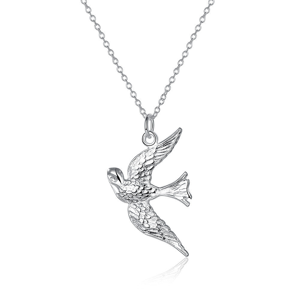 silver plated chain birds pendant necklaces pendants for women men jewelry smtn151 J4U66