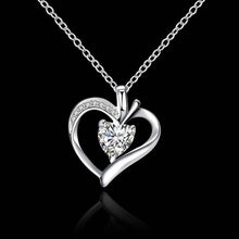 silver plated chain crystal heart pendant necklaces pendants for women men jewelry smtn32 J4U66