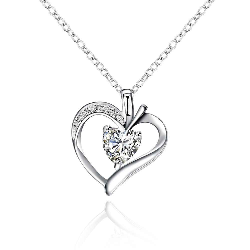 silver plated chain crystal heart pendant necklaces pendants for women men jewelry smtn32 J4U66