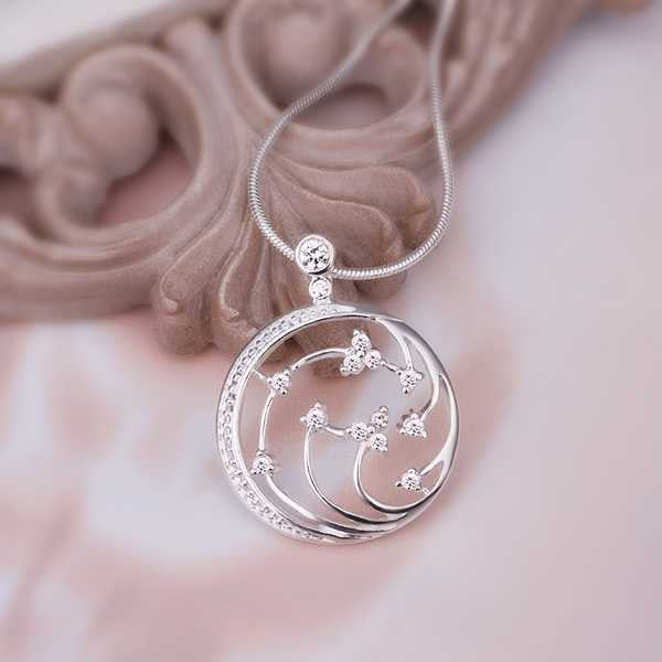 silver plated chain fireworks crystal necklaces pendants for women men jewelry smtn437 J4U66