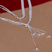 silver plated chain five star lines necklaces pendants for women men jewelry smtn01 J4U66