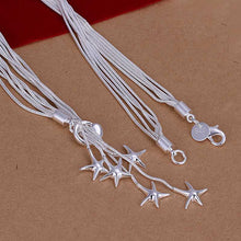 silver plated chain five star lines necklaces pendants for women men jewelry smtn01 J4U66