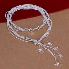 silver plated chain five star lines necklaces pendants for women men jewelry smtn01 J4U66