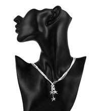 silver plated chain five star lines necklaces pendants for women men jewelry smtn01 J4U66