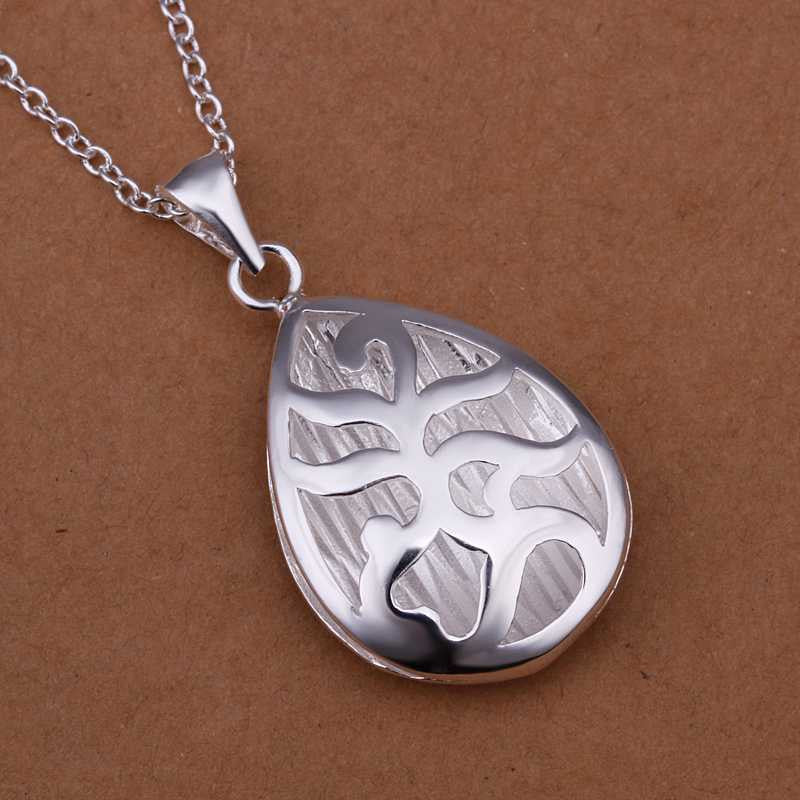 silver plated chain flower water necklaces pendants for women men jewelry smtn21 J4U66