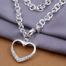 silver plated chain inlaid stone heart necklaces pendants for women men jewelry smtn271 J4U66