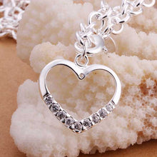 silver plated chain inlaid stone heart necklaces pendants for women men jewelry smtn271 J4U66