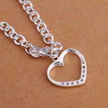 silver plated chain inlaid stone heart necklaces pendants for women men jewelry smtn271 J4U66