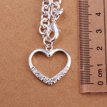 silver plated chain inlaid stone heart necklaces pendants for women men jewelry smtn271 J4U66