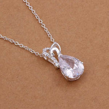 silver plated chain inlaid stone waterdrop necklaces pendants for women men jewelry smtn32 J4U66